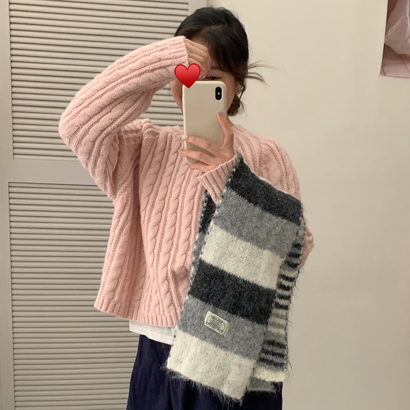 【tops】無地ニットセーター　M27041