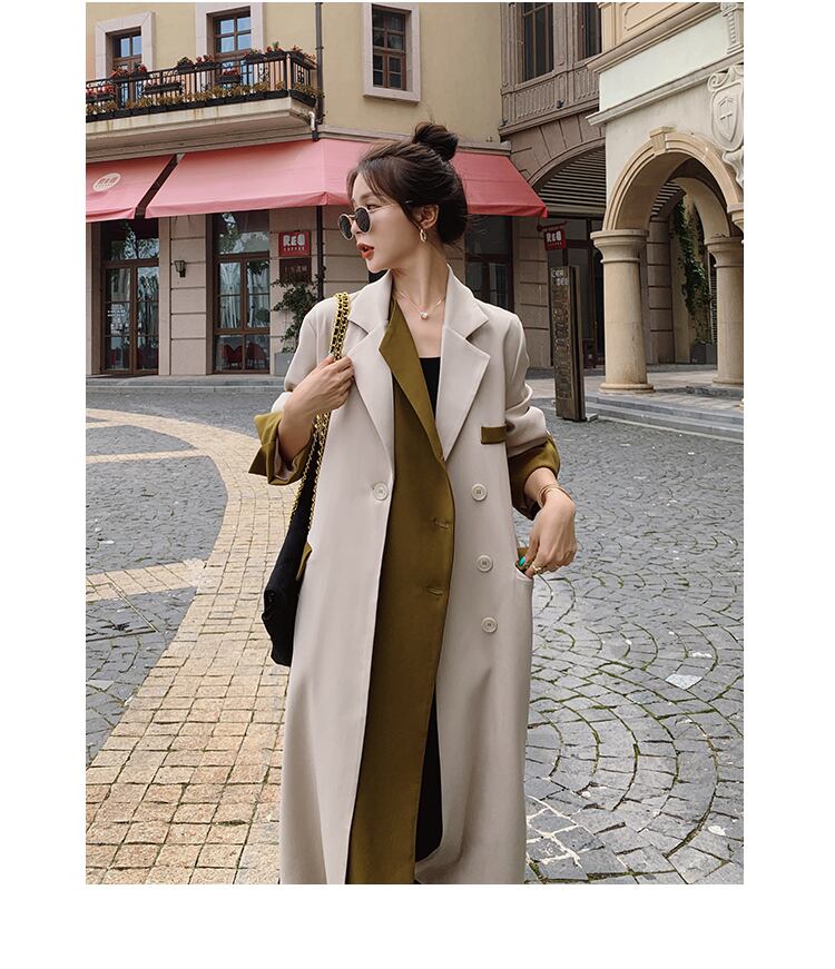 【outer】美人度アップ!ファッション魅力的上品な質感エレガントロング丈トレンチコート G2777