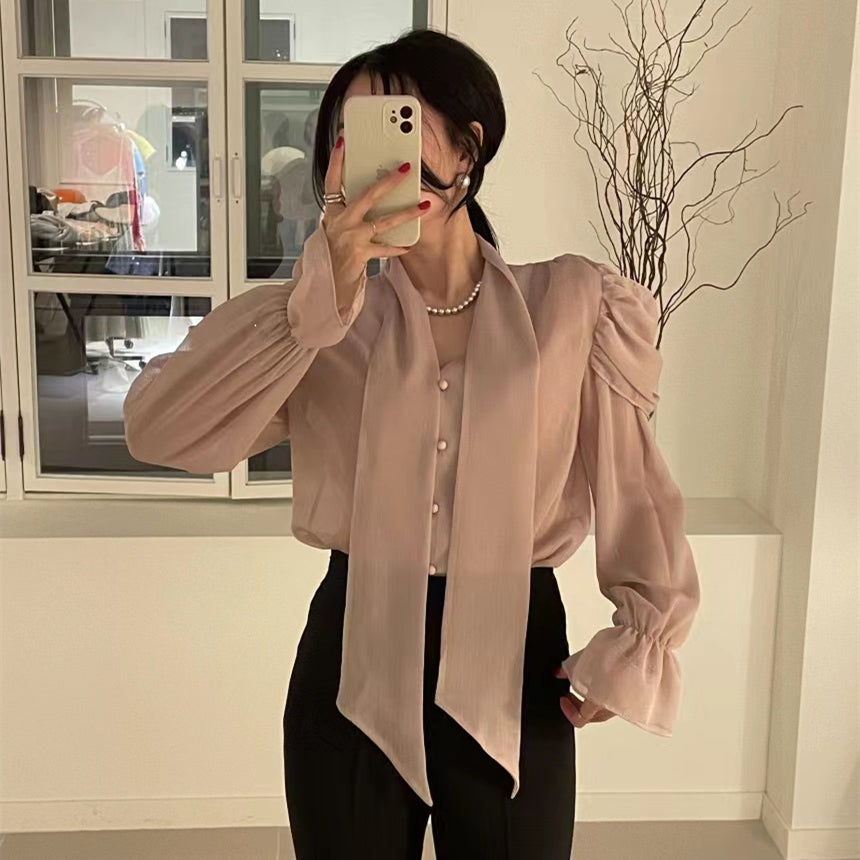 【tops】VネックフレアスリーブブラウスG23062