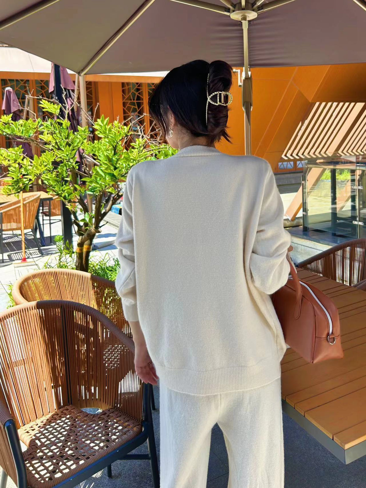 【set】ニットカーデ×ワイドパンツセット　M25839
