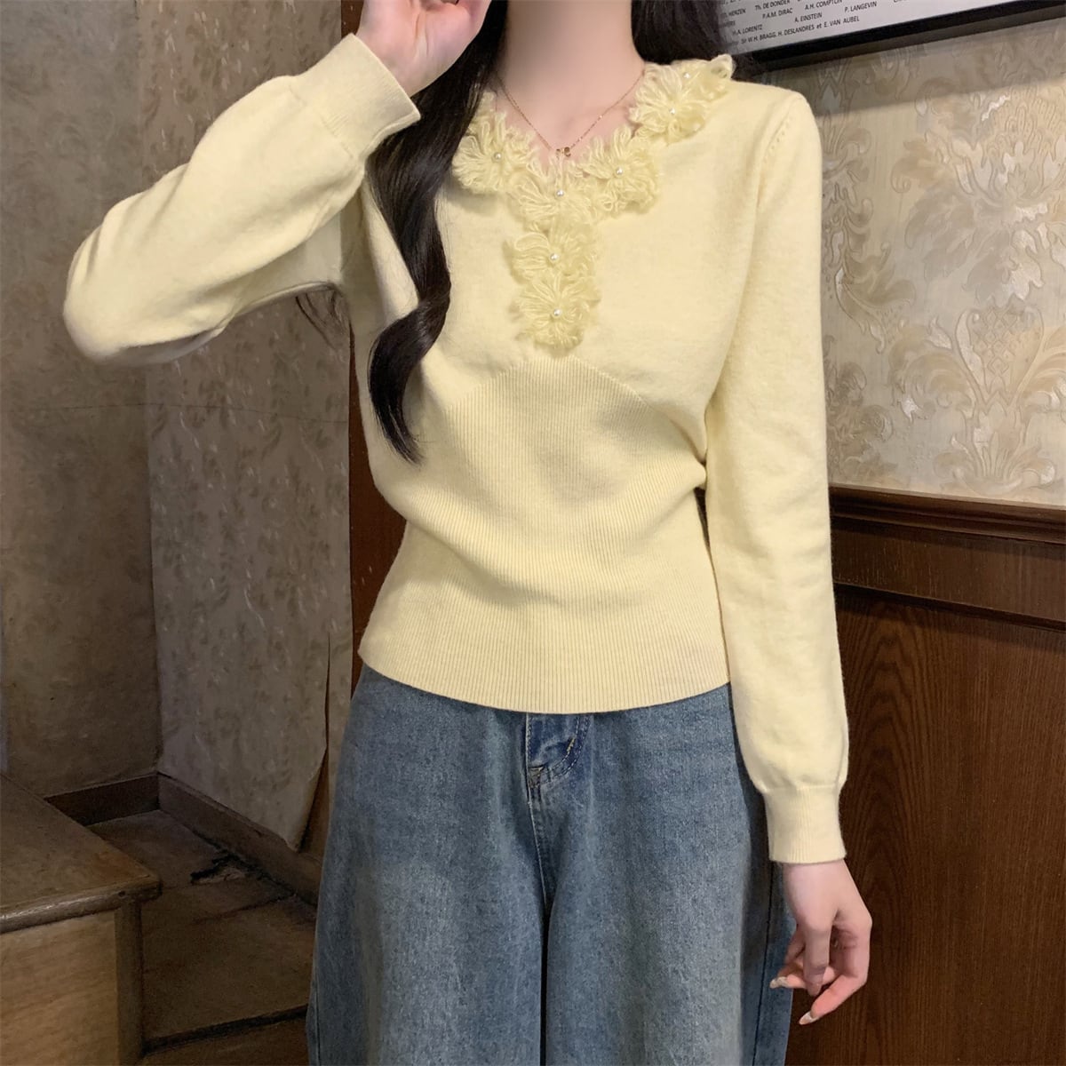 【tops】立体フラワーニットトップス　M28671