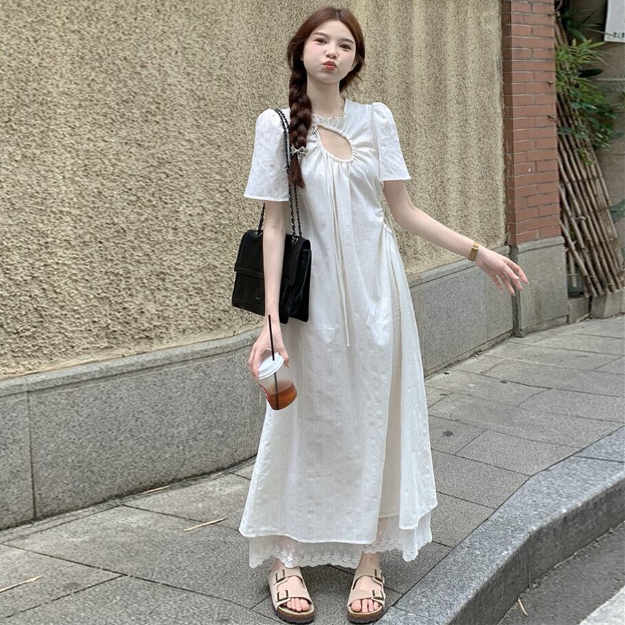 【dress】レース切り替えワンピース G20357