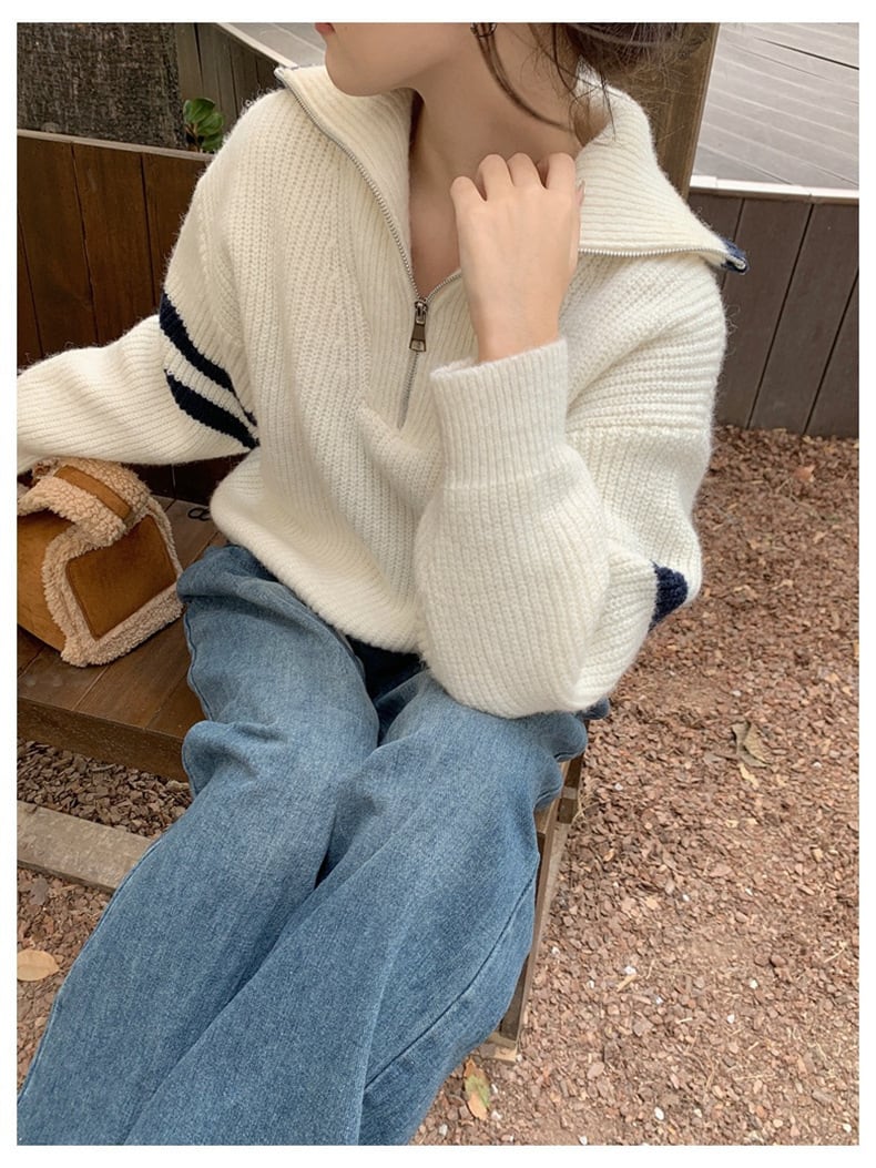 【tops】ファスナーニットセーター　M25995