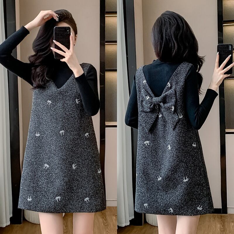 【set】ニットトップス×バックリボンワンピースセット　M28246