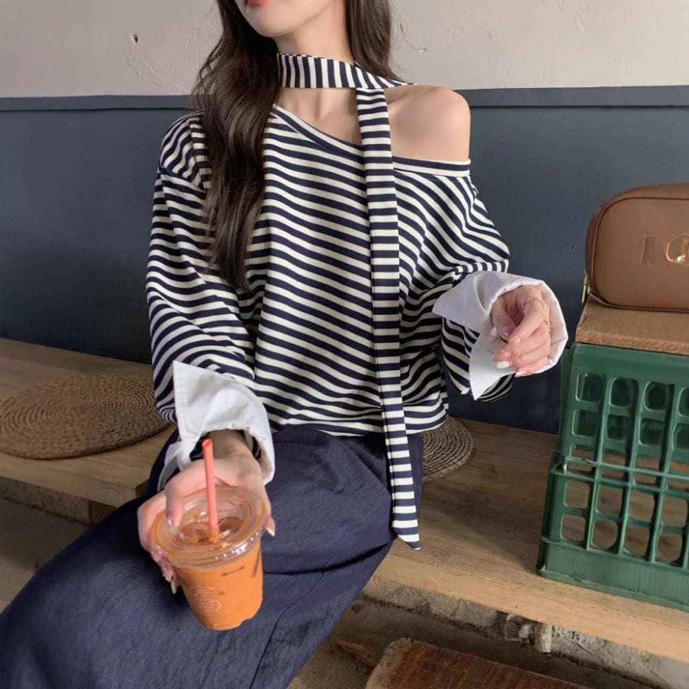【tops】切り替え長袖Tシャツ　M29576