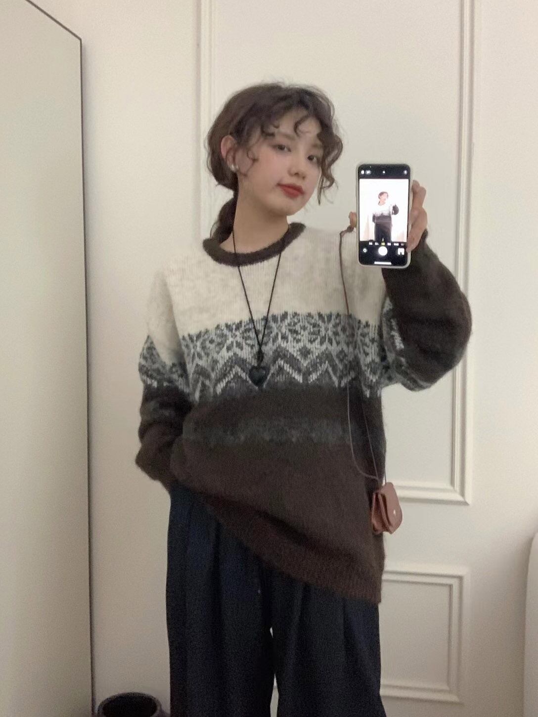 【tops】ジャカードニットセーター　M27106