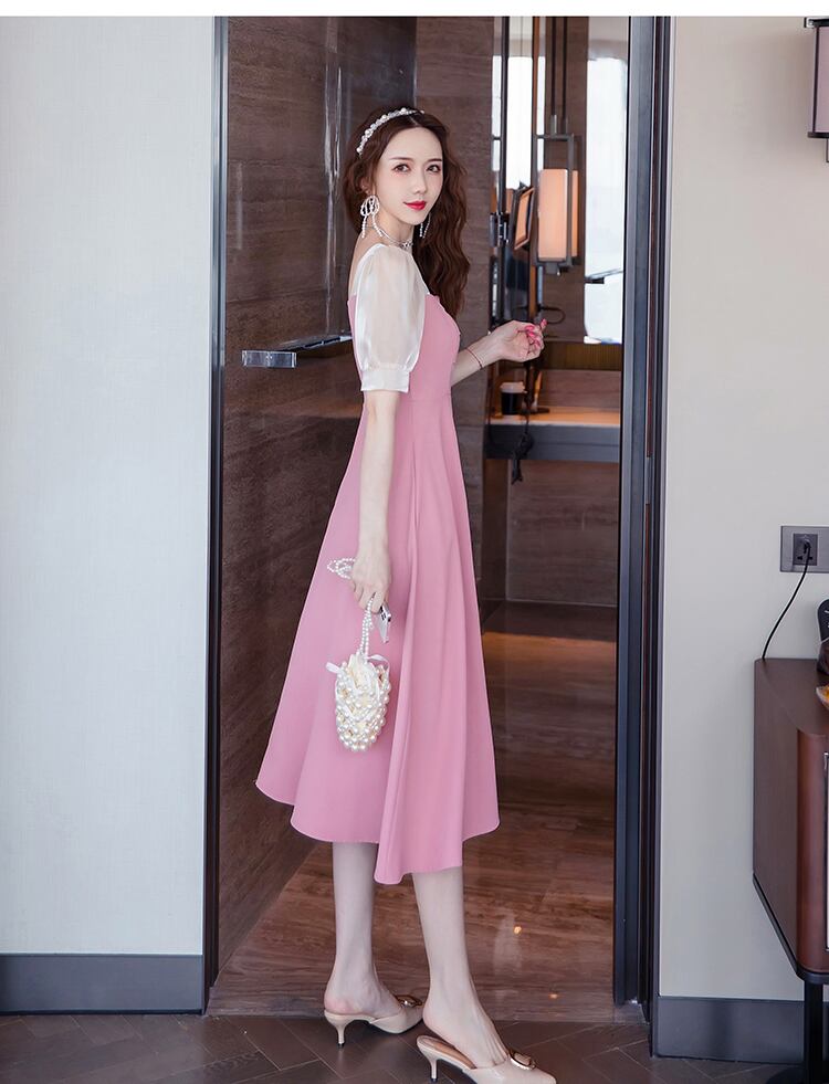 【dress】エレガント気質満点淑女スウィートスクエアネック切り替えワンピース G0180