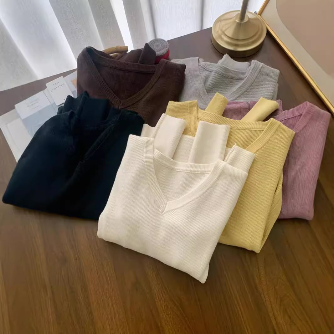 【tops】Vネックニットトップス　M26835