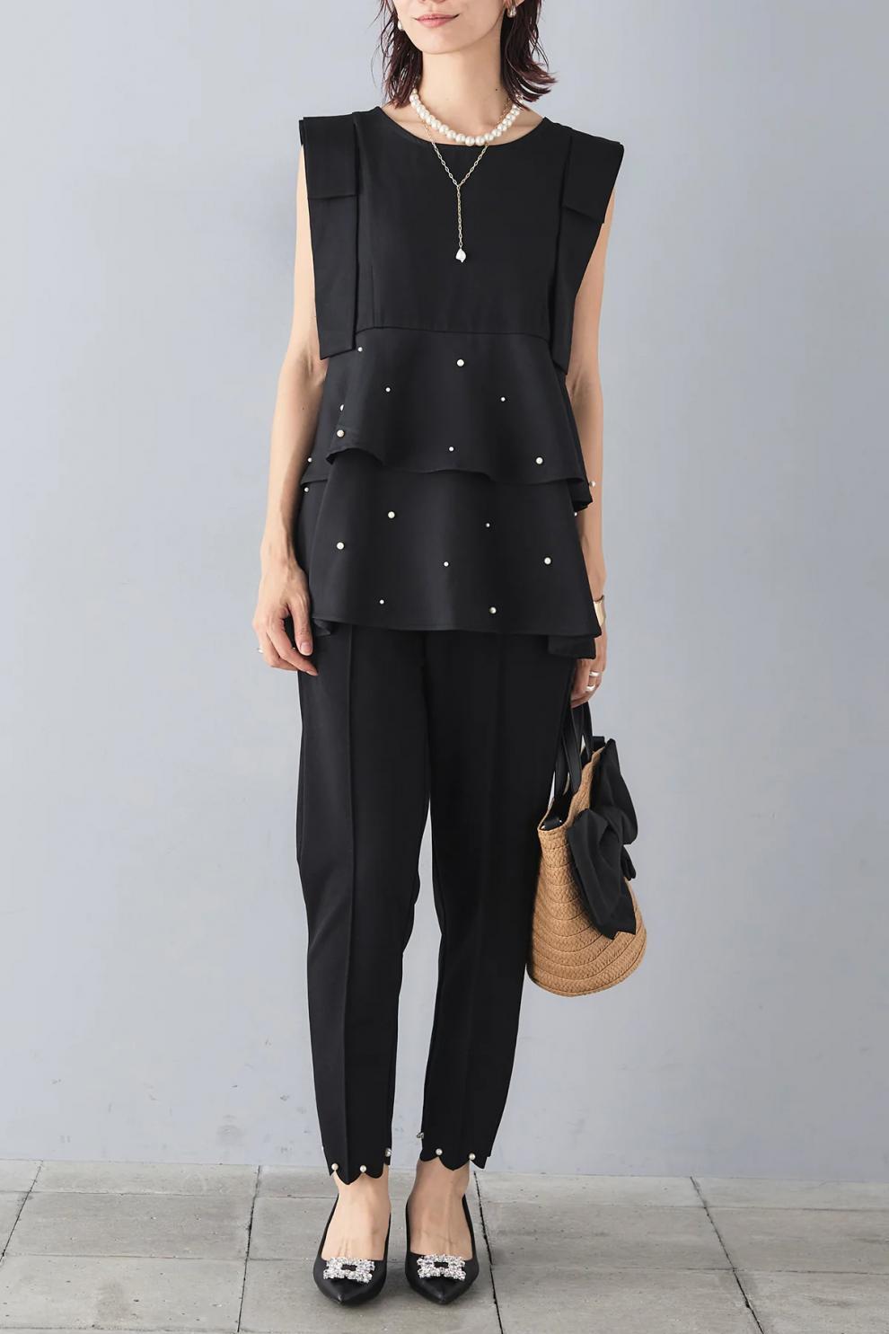 【tops】パールノースリーブトップス　M24912