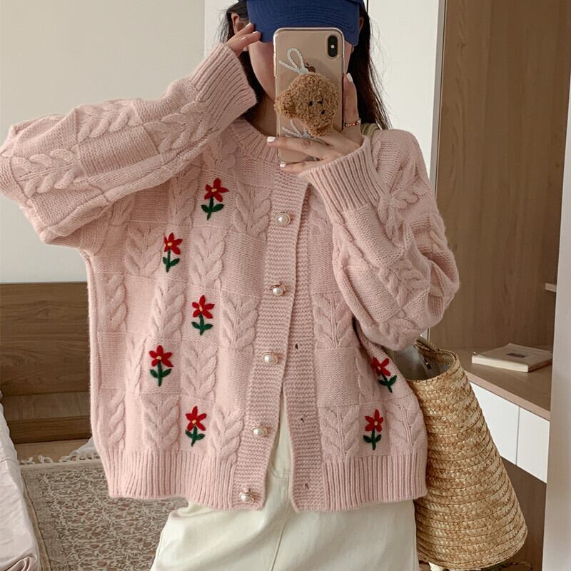 【outer】刺繍ニットカーデ　M27853
