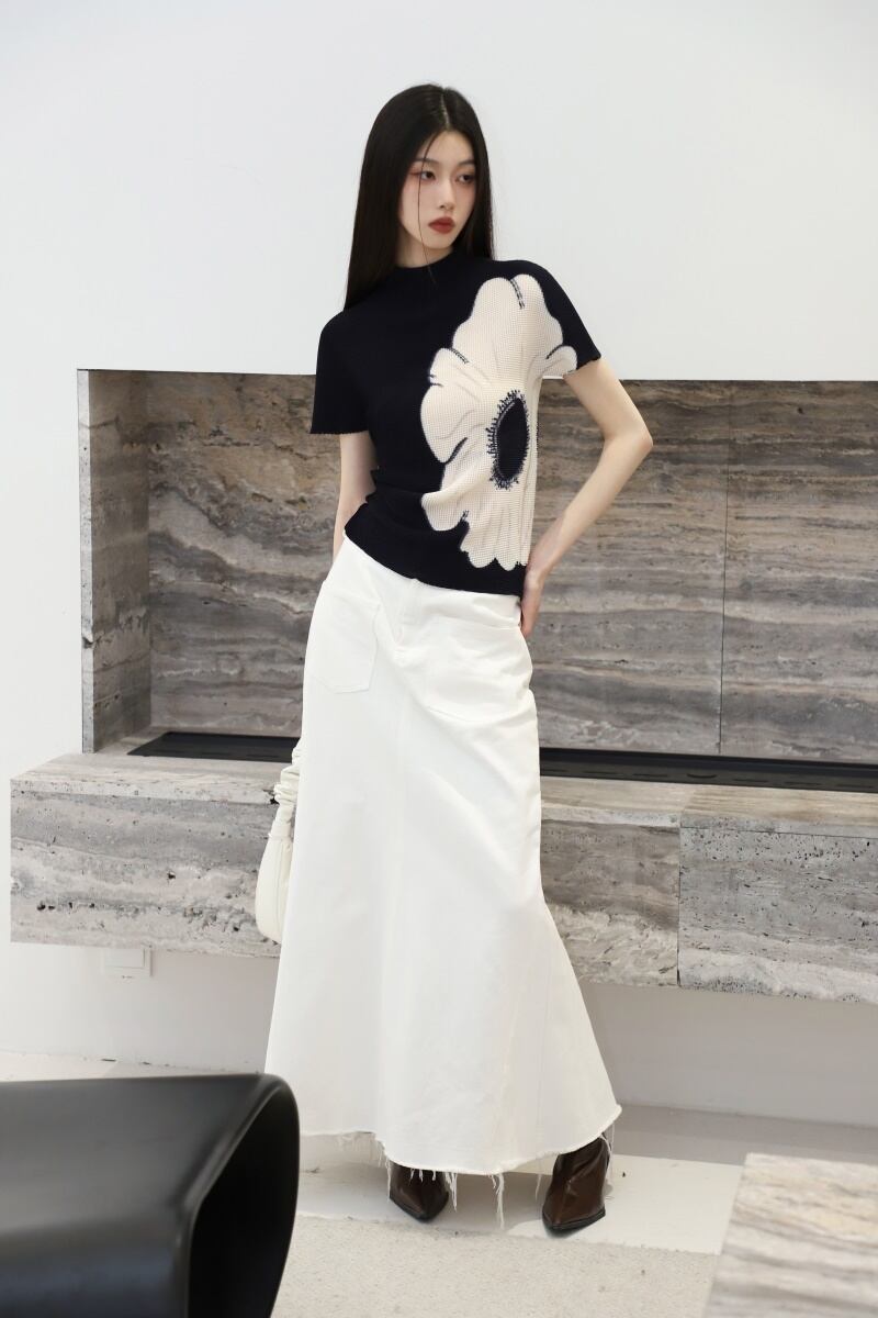 【tops】ハーフネックギャザーTシャツG20184