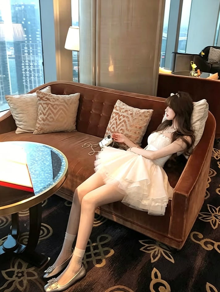 【dress】レースドッキングフレアワンピース Q8470