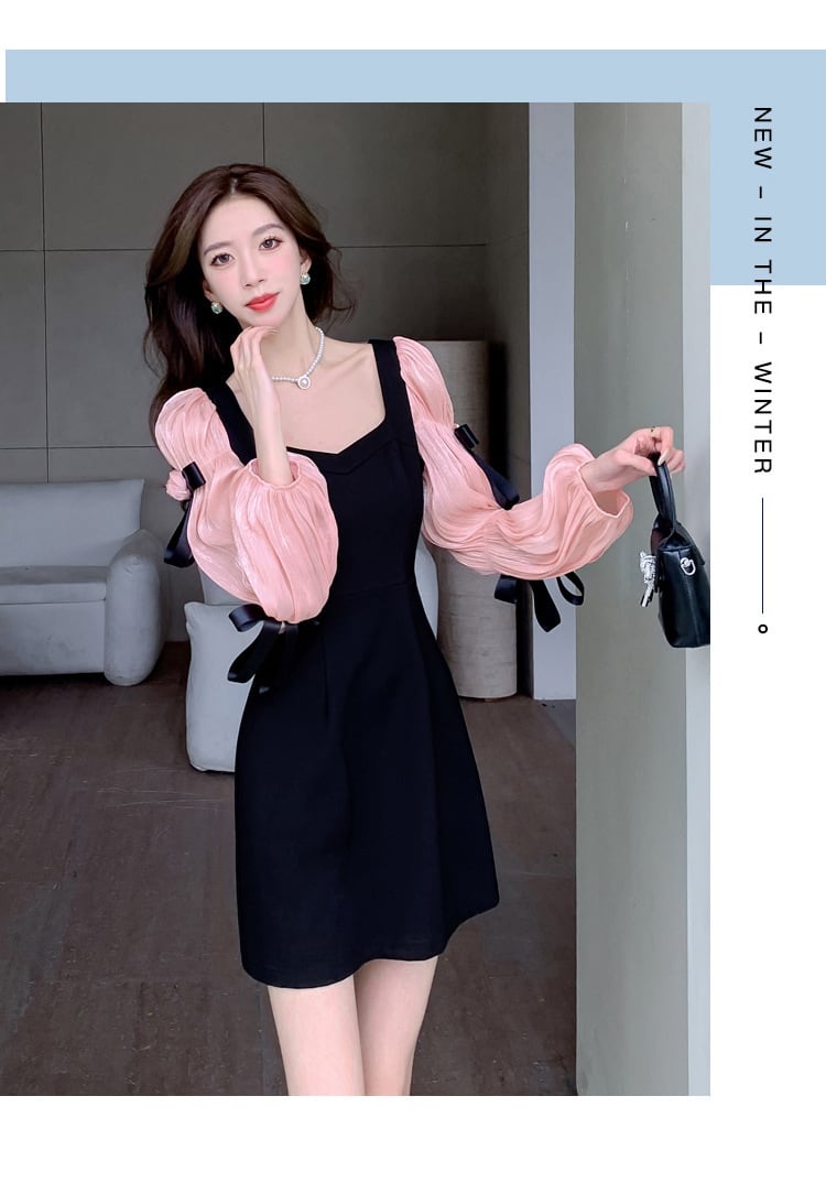 【dress】リボン付き切り替えワンピース　M26331