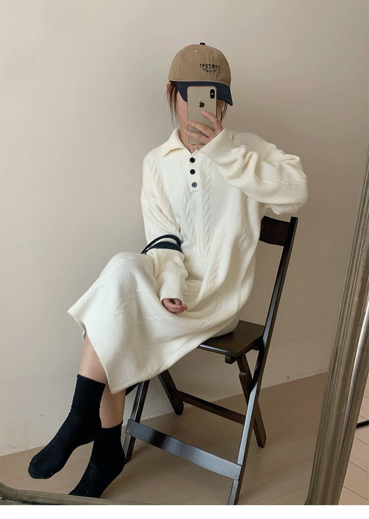 【dress】POLOネックニットワンピース　M18757