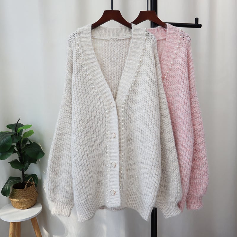 【outer】パールニットカーデ　M28552
