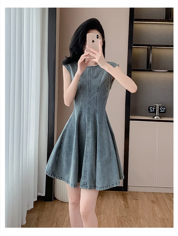 【dress】ノースリーブデニムワンピース　M24565