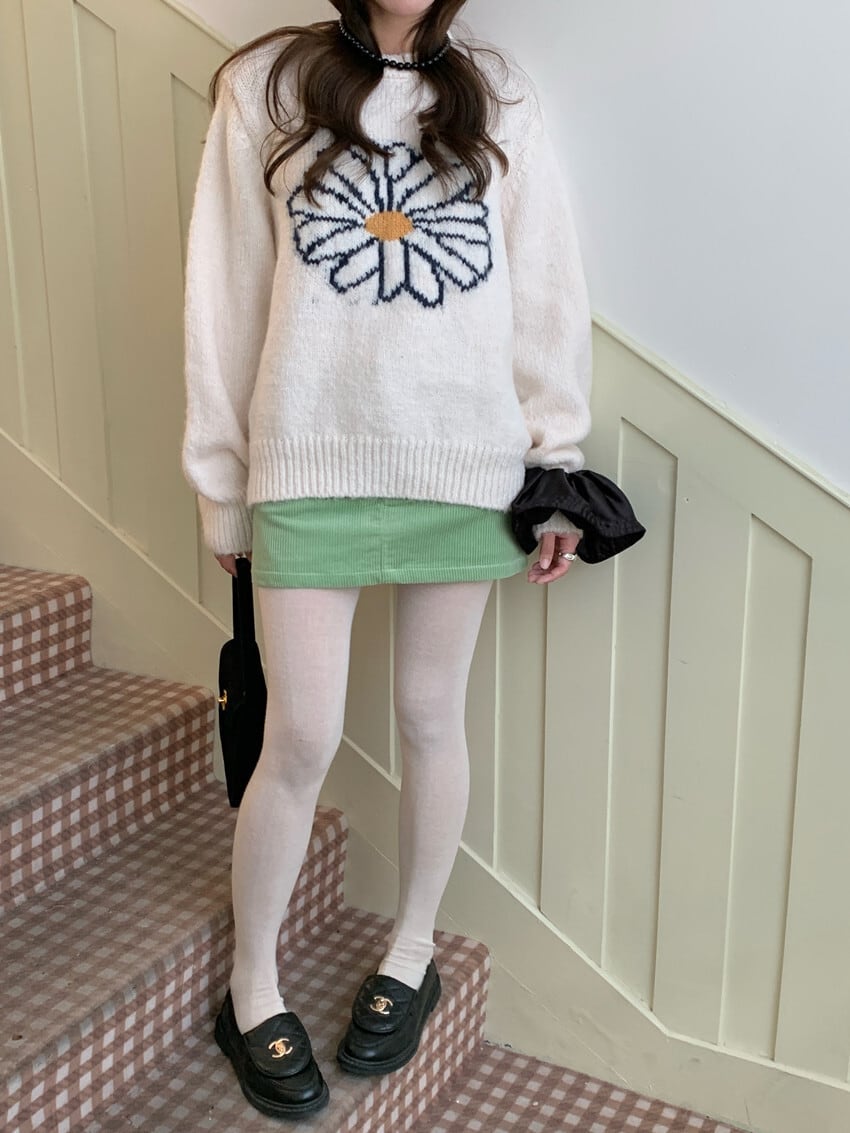 【tops】刺繍ニットセーター　M28269