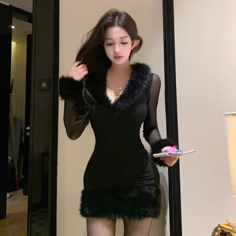 【dress】ファードッキングタイトワンピース Q7806