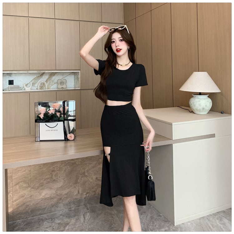 【set】バックで綺麗トップス+マーメイドスカート２点セットG19964