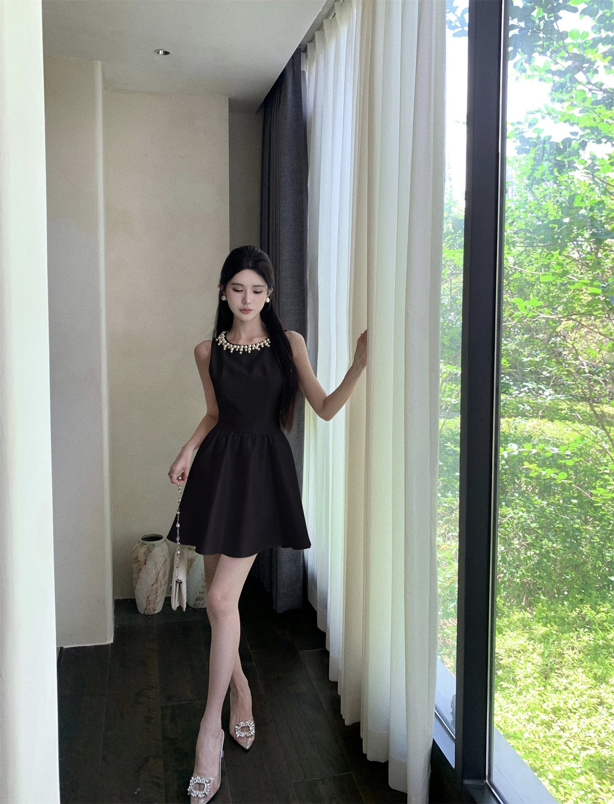 【dress】ノースリーブパールワンピース　M24545