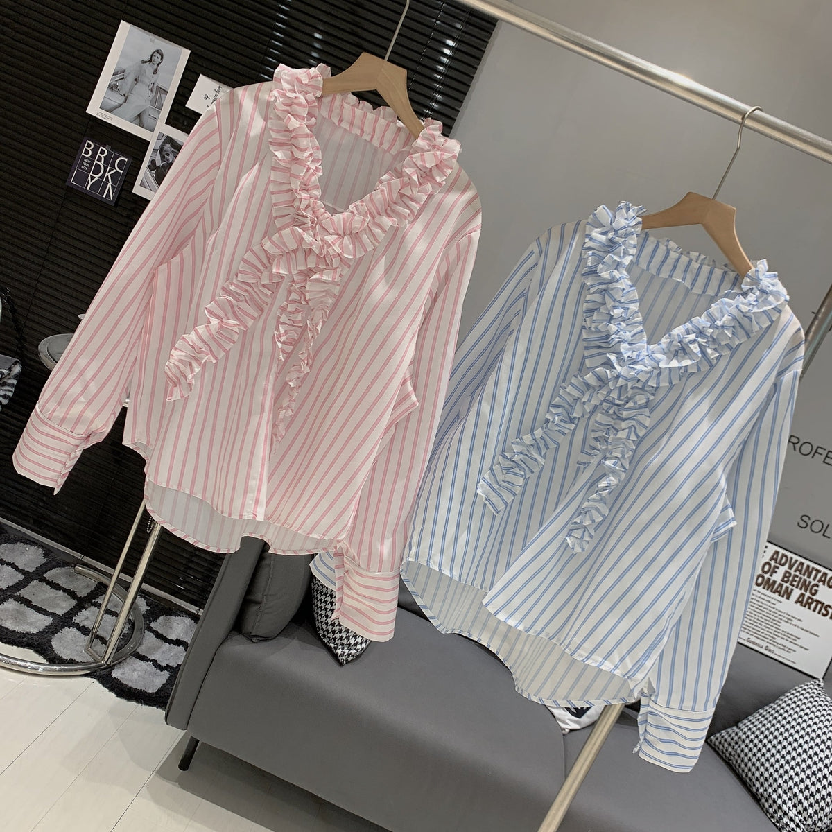 【tops】フリルシャツブラウス　M29981