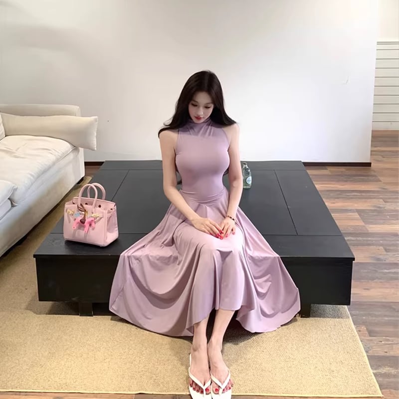 【dress】ノースリーブロングワンピース Q8375