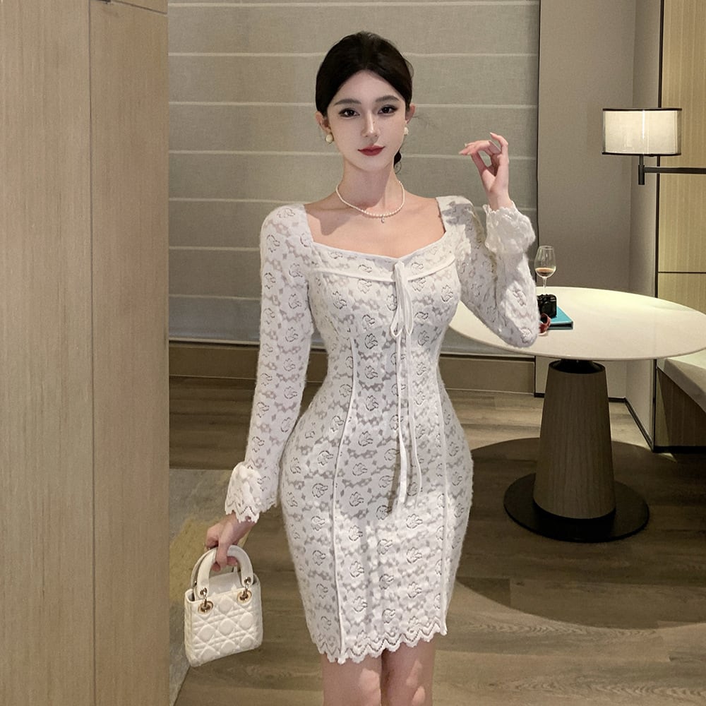 【dress】レース切り替えワンピース　M26143