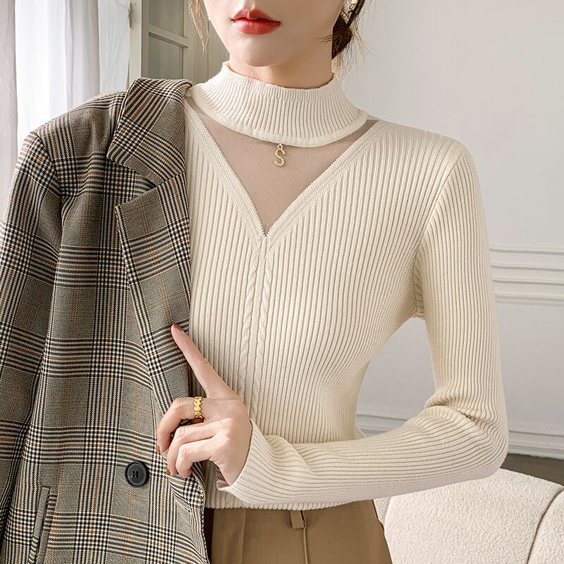 【tops】チュールドッキングニットトップス　M27180