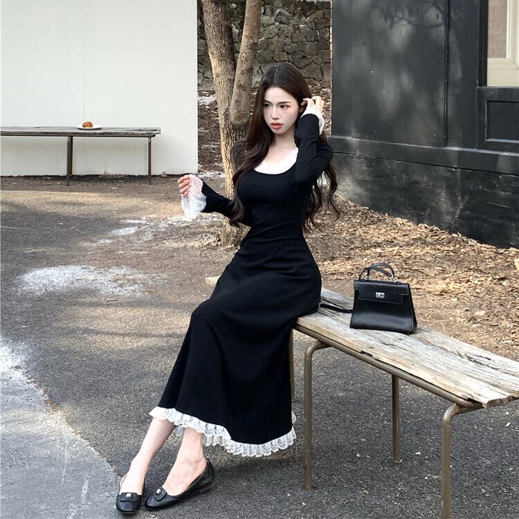 【dress】ボートネックドッキングワンピース　M27957