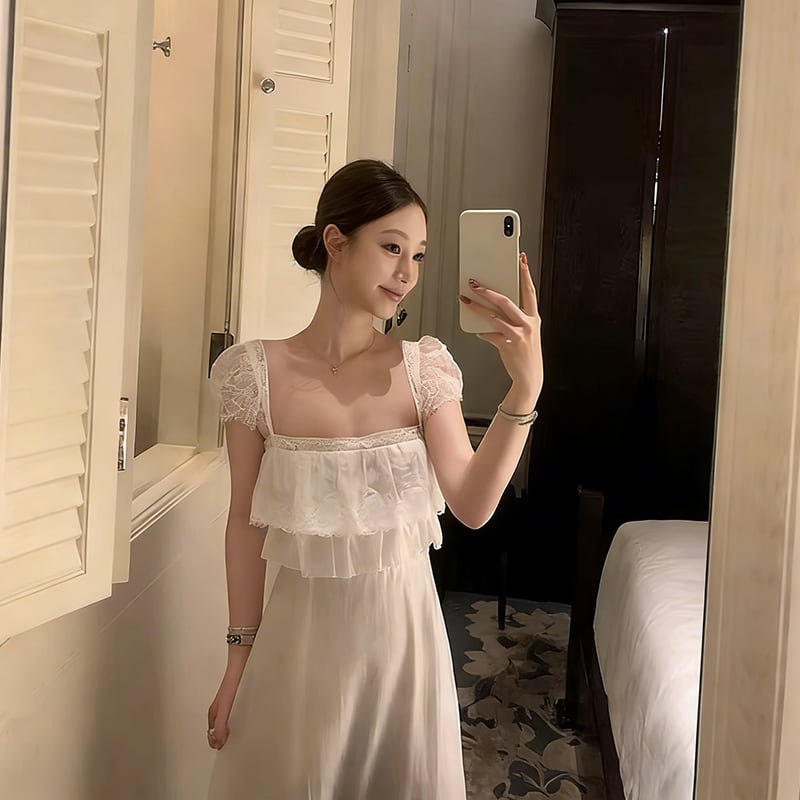 【dress】レースドッキングキャミワンピース Q8033