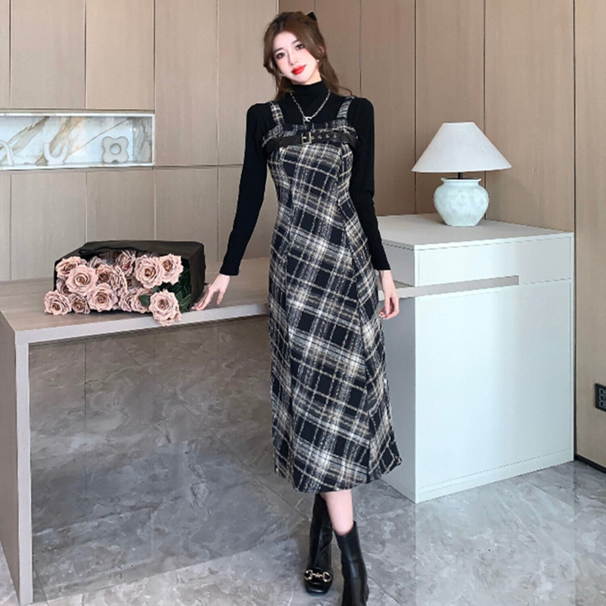 【dress】チェック柄キャミワンピース　N2910
