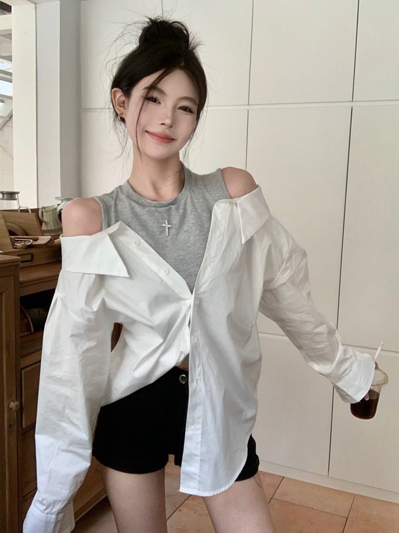 【tops】切り替えオフショルダートップス　M26107