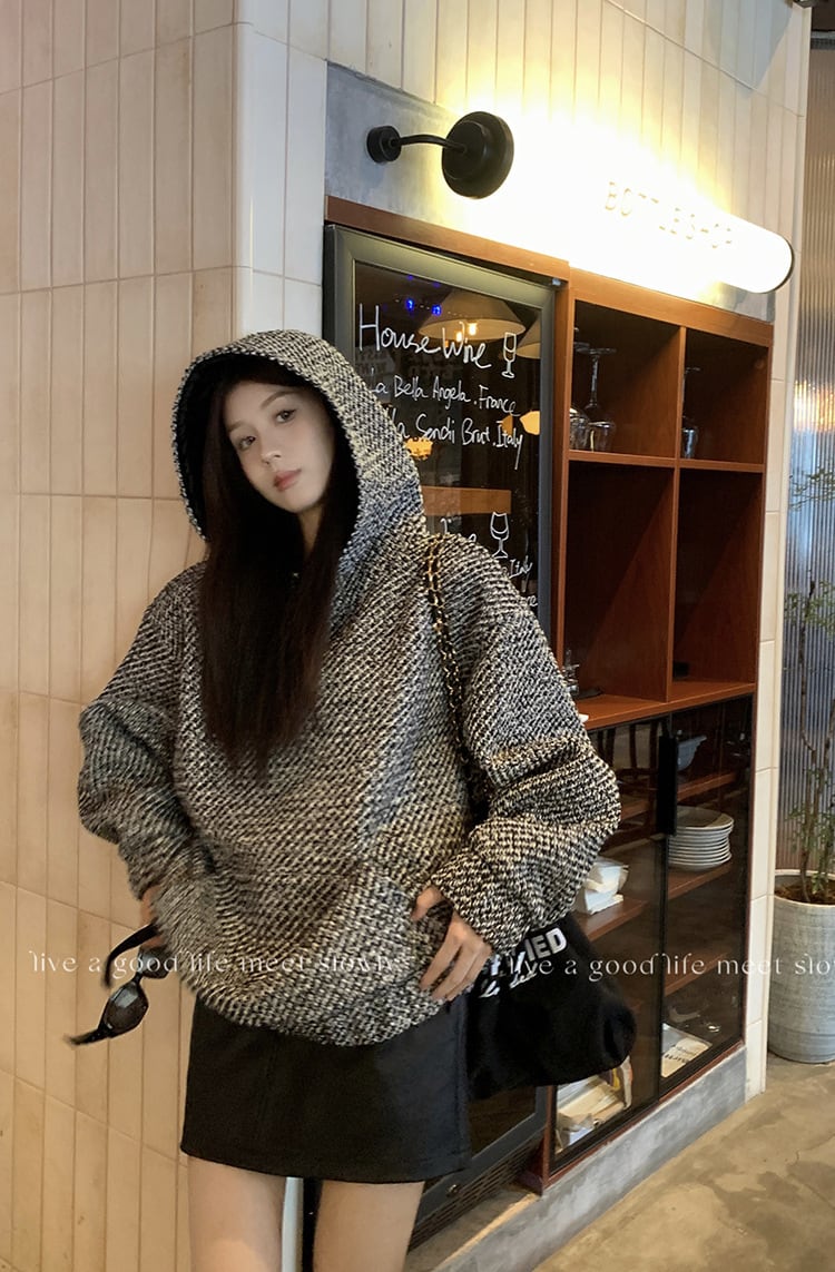 【tops】フード付き厚手パーカーG19985