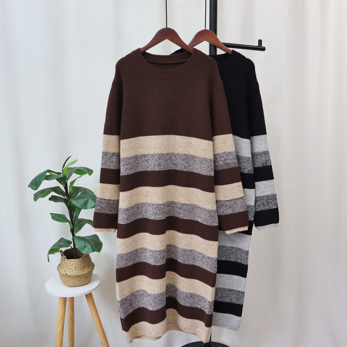 【dress】ボーダー柄ニットワンピース　M18589