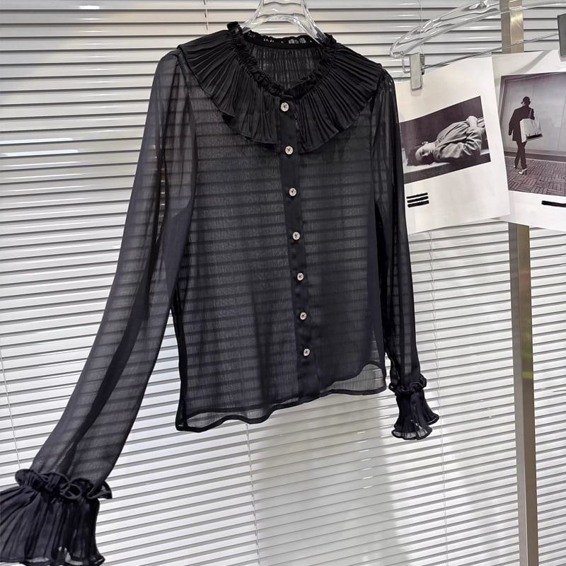 【tops】ピーターパンカラーシフォントップス Q8161