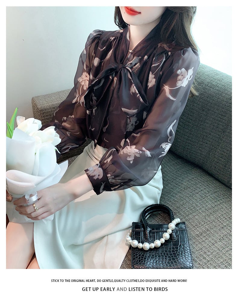 【tops】リボン付きシャツトップス　M28157