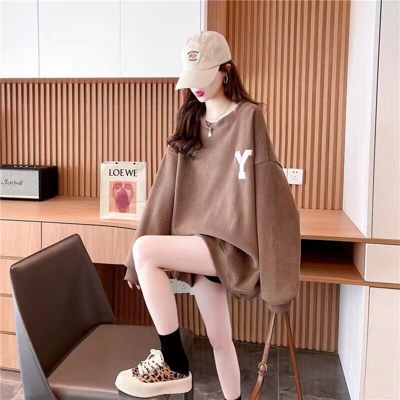 【tops】学院風アルファベット3色裏起毛秋冬新作配色ラウンドネック長袖厚手着回しパーカーF1334