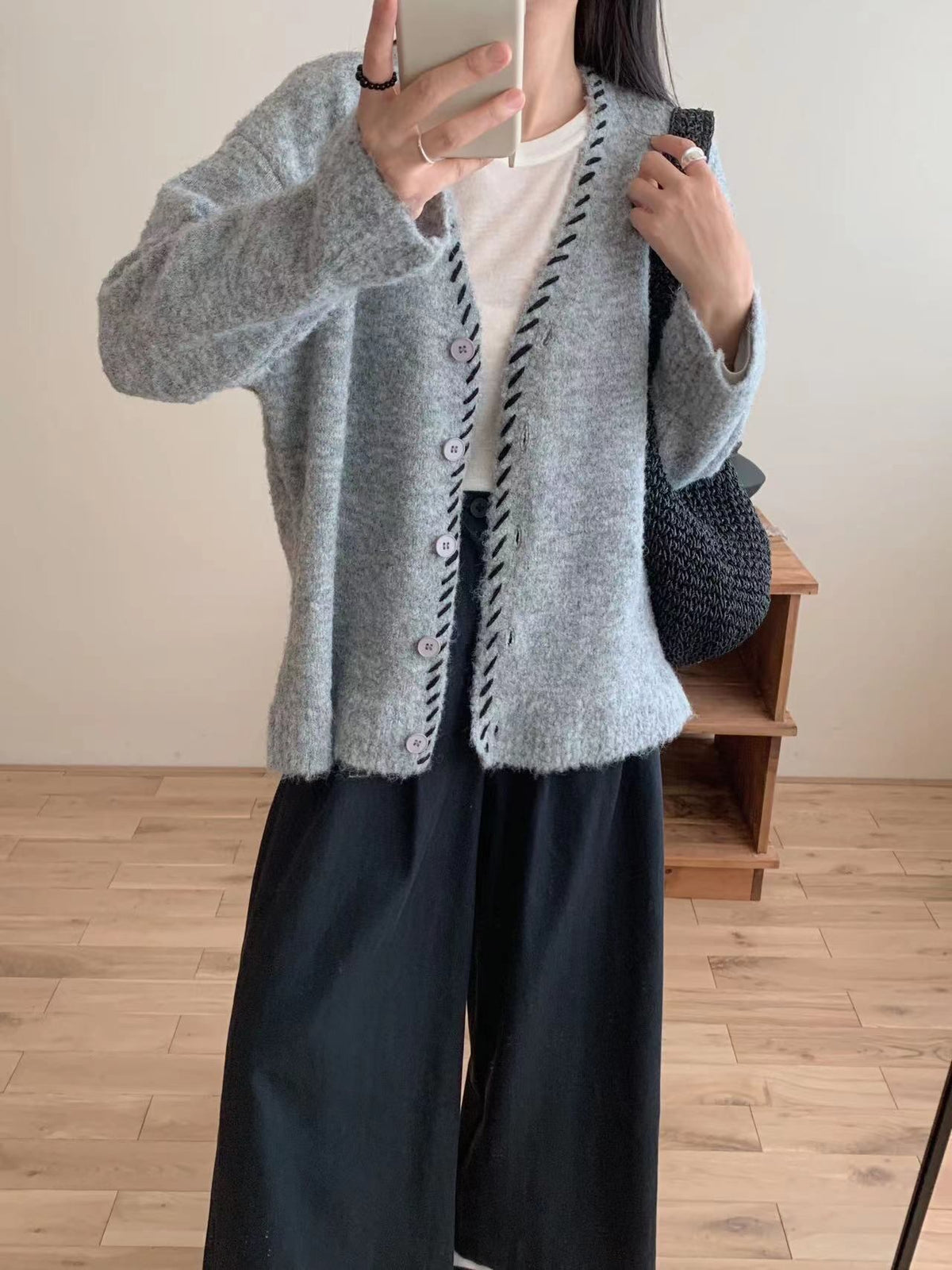 【outer】Vネックニットカーデ　M27283