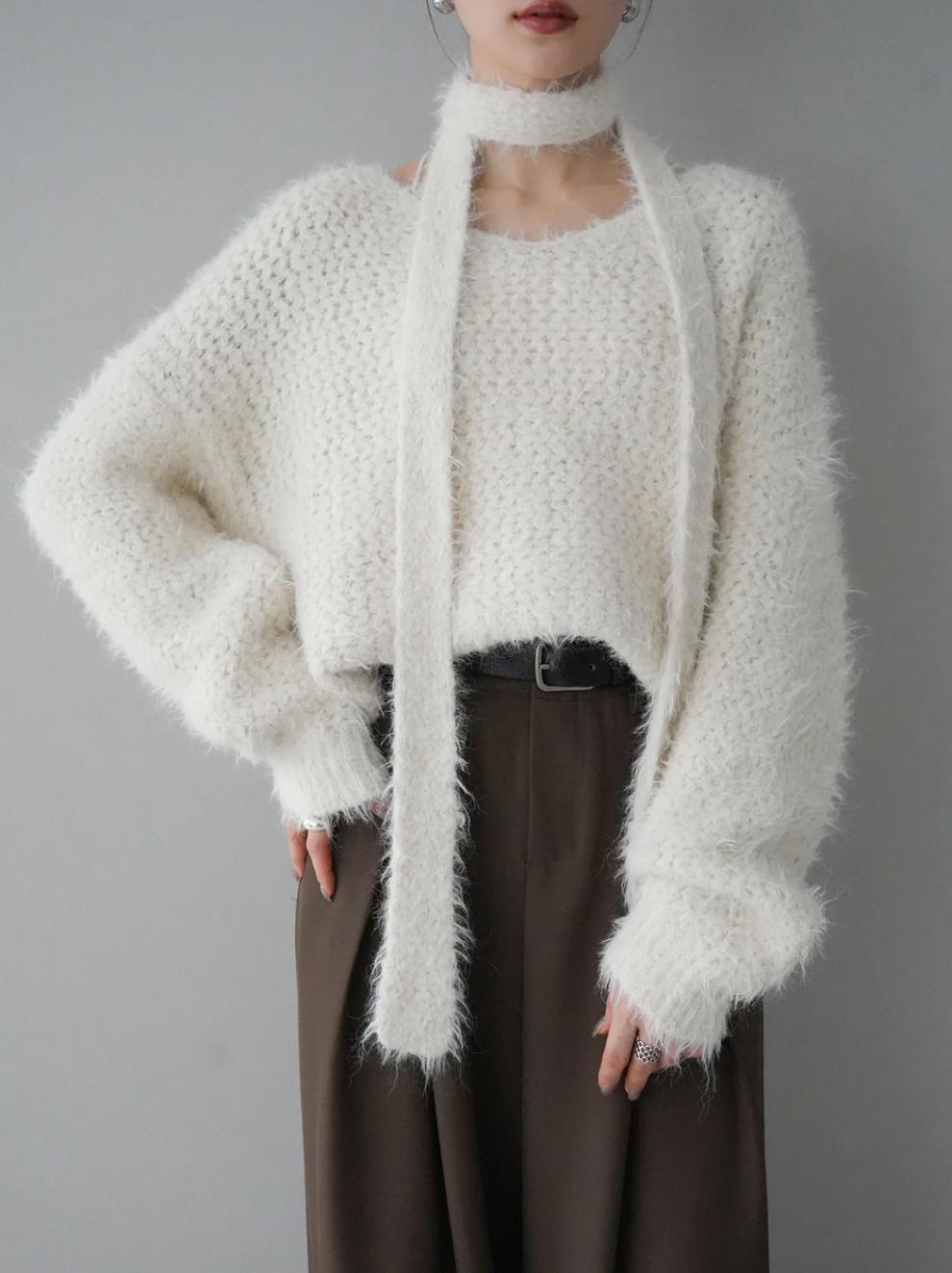 【tops】Vネックチョーカー付ニットセーター　M17997