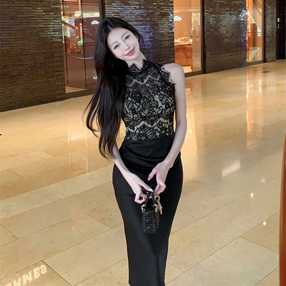 【dress】レース切り替えデートワンピース　N2687