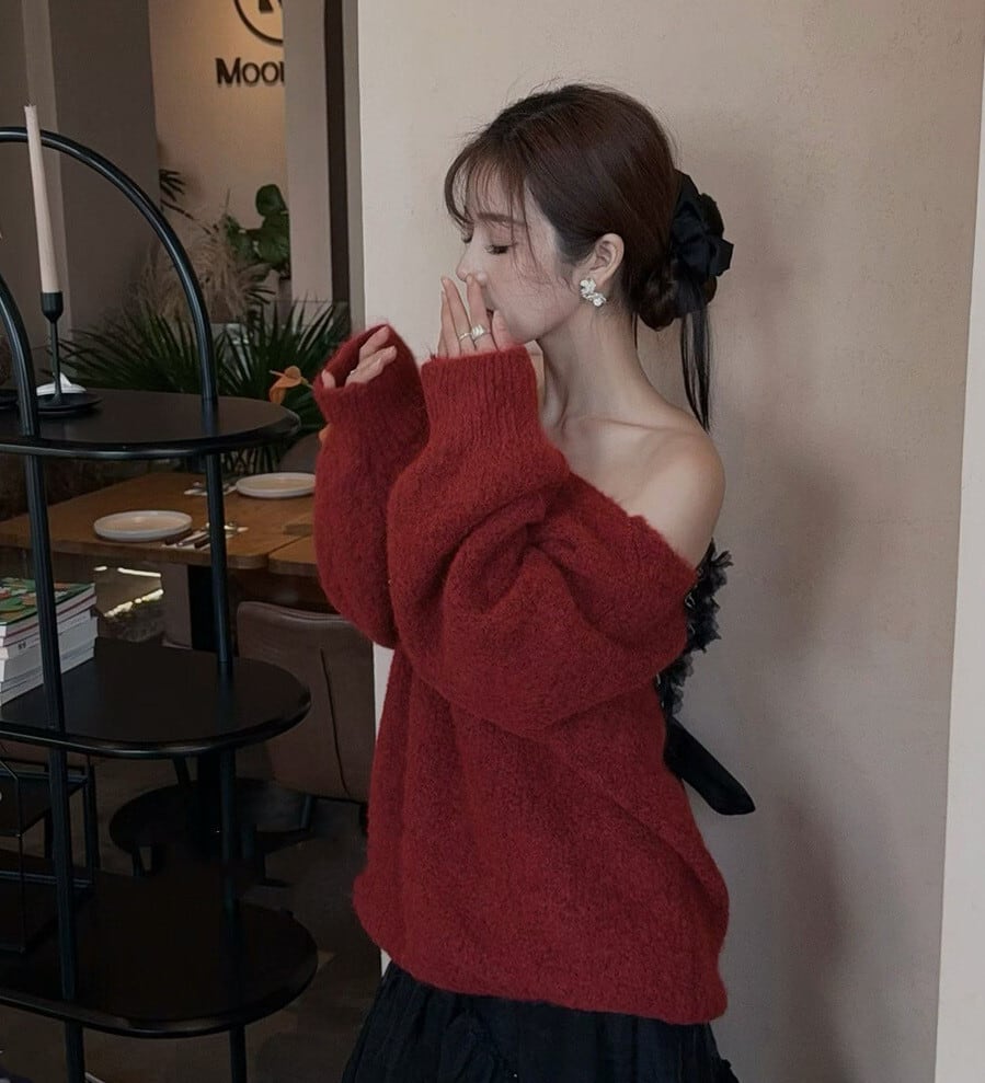 【tops】バックリボンニットトップス　N3505