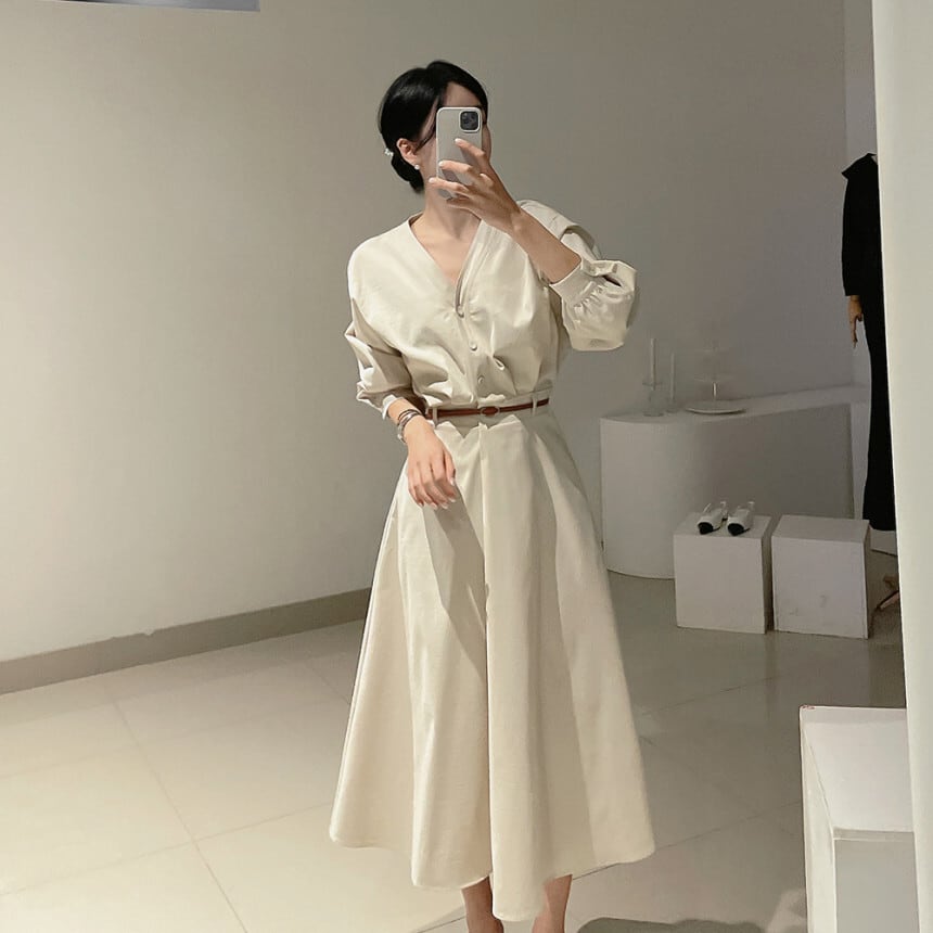 【dress】OL、通勤ワンピースベルト付き　M29620