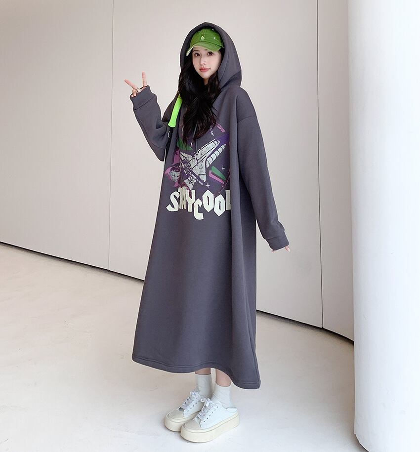 【dress】裹起毛パーカーワンピース　M18579