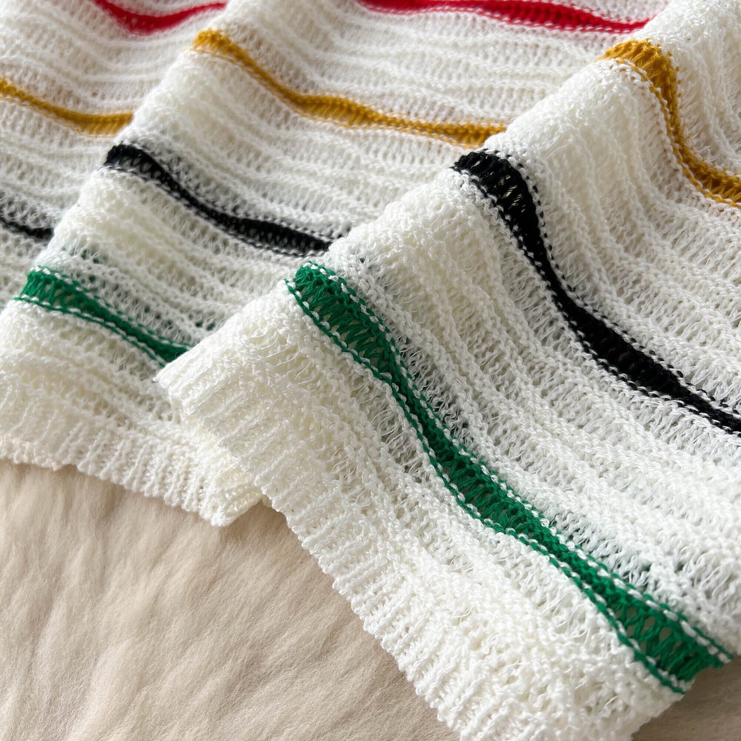 【set】ストライプ柄ニットトップス+スカート２点セットG20661