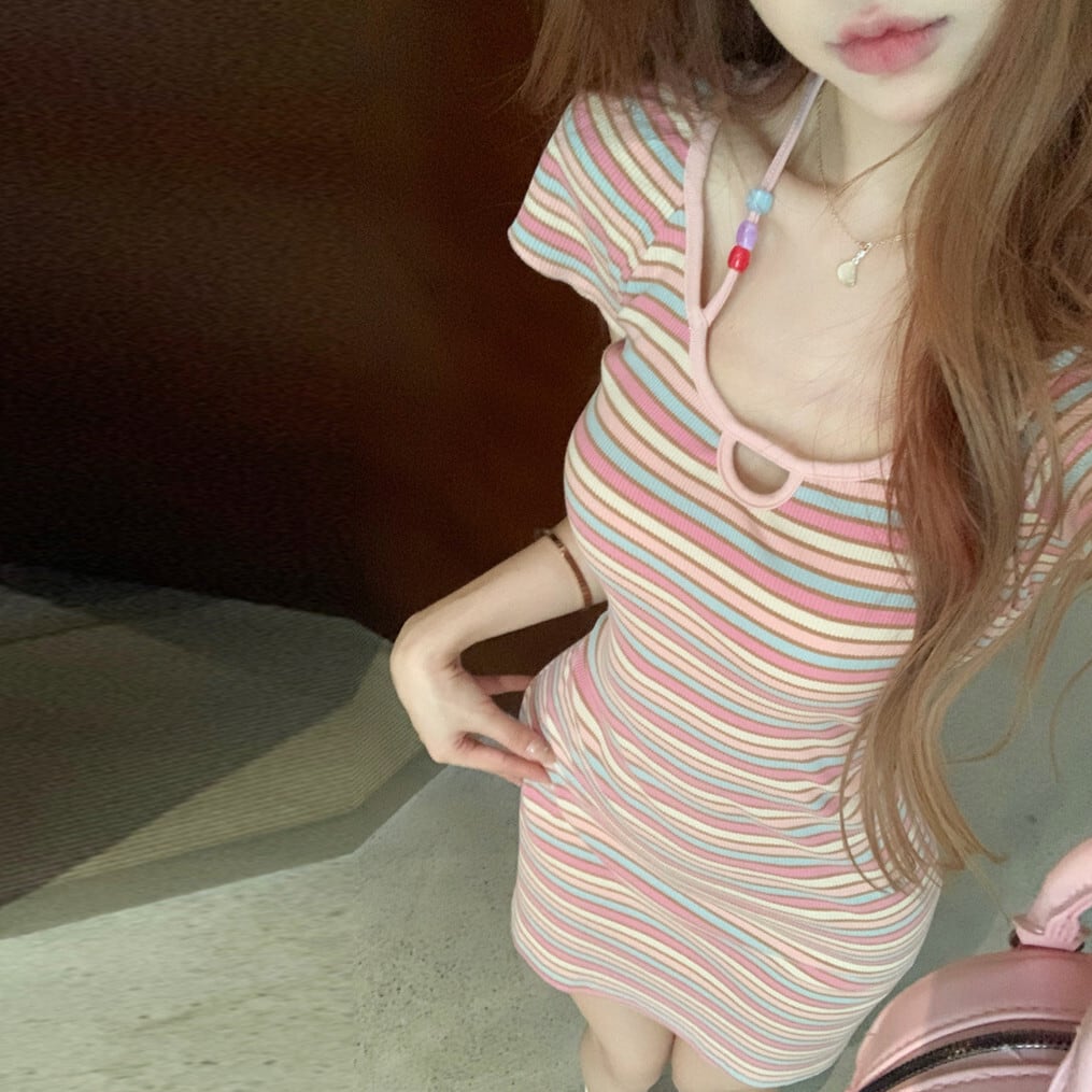 【dress】ストライプ柄ワンピース　M24241