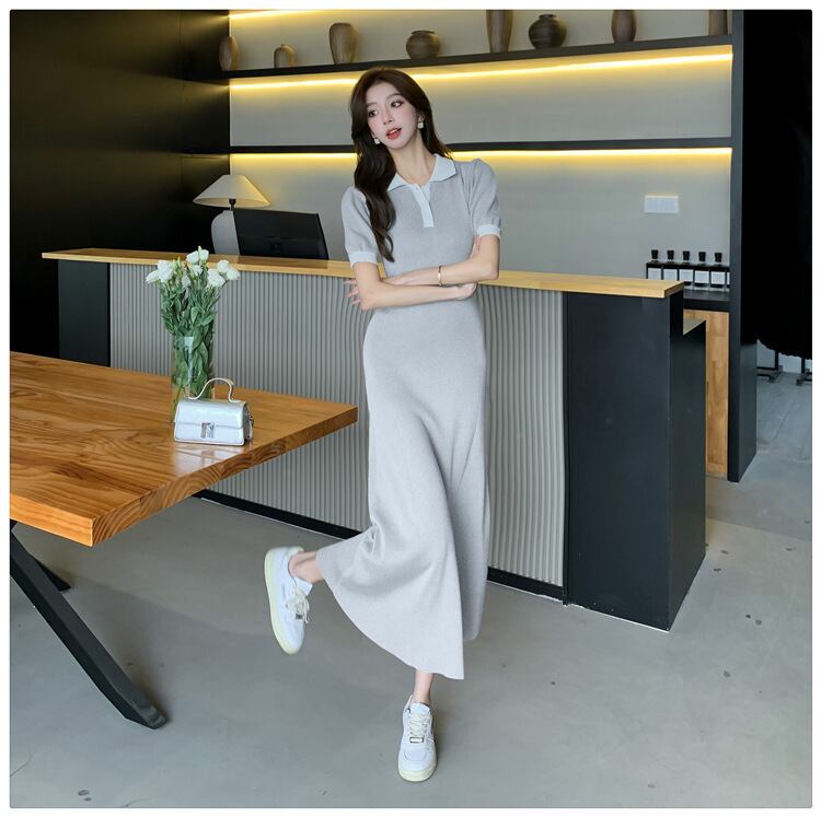 【dress】POLOネックニットワンピース G21110