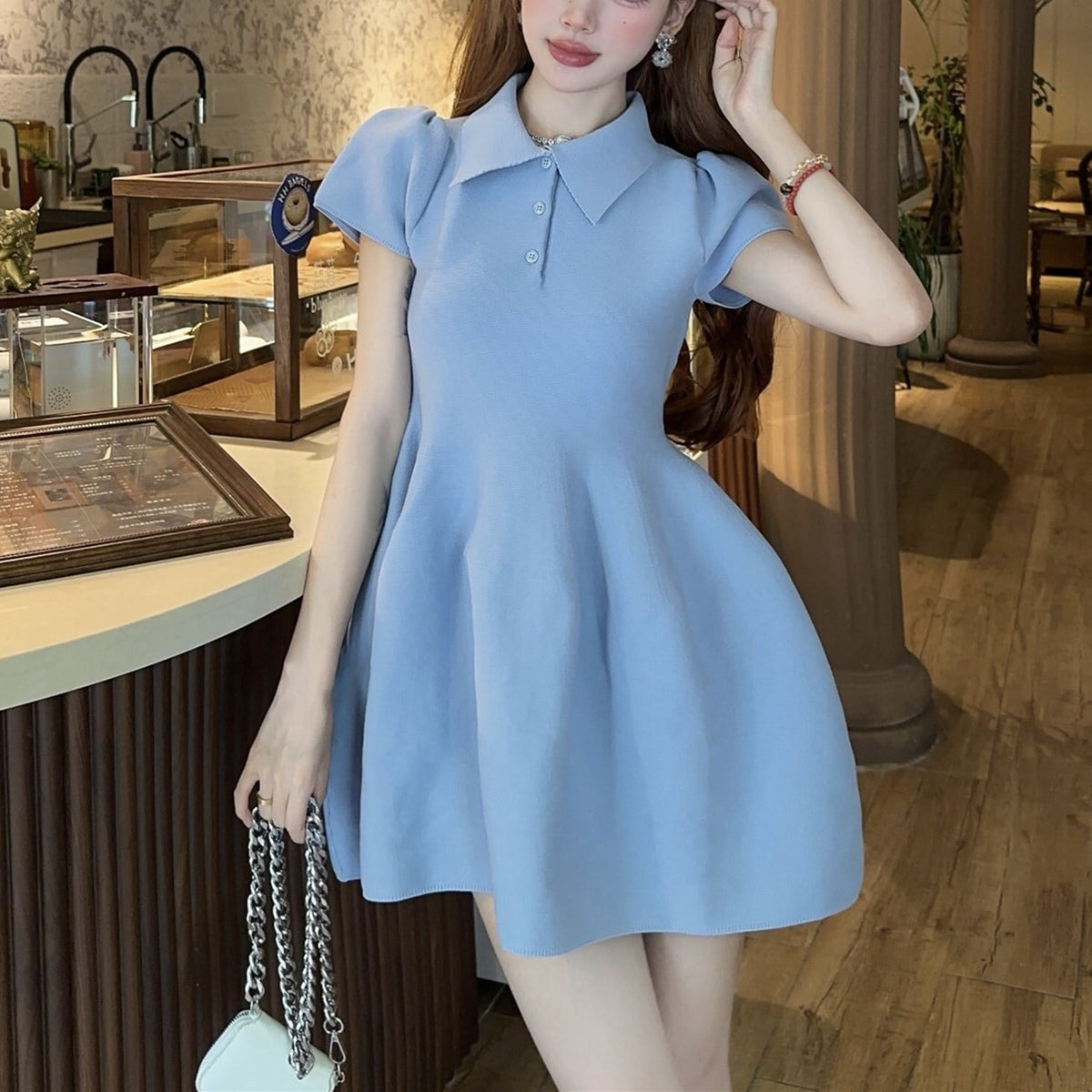 【dress】ポロネック立体感ミニワンピース　N2667