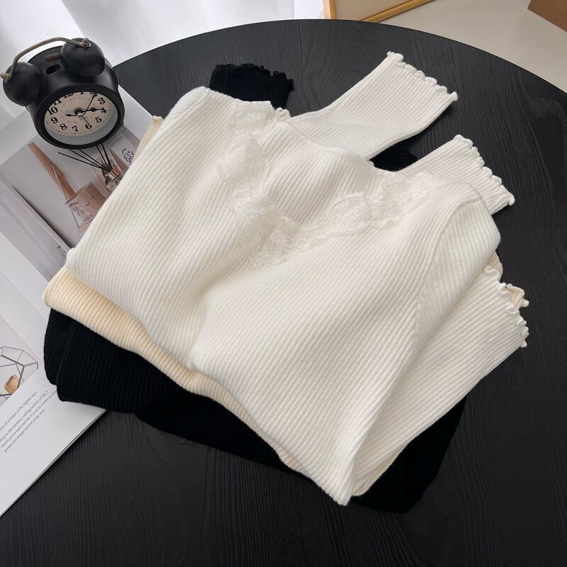 【tops】レース切り替えニットトップス　M27213