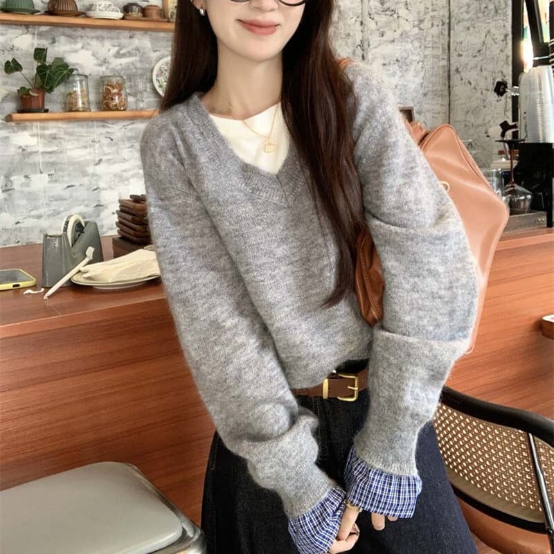 【tops】切り替えニットセーター　M27498