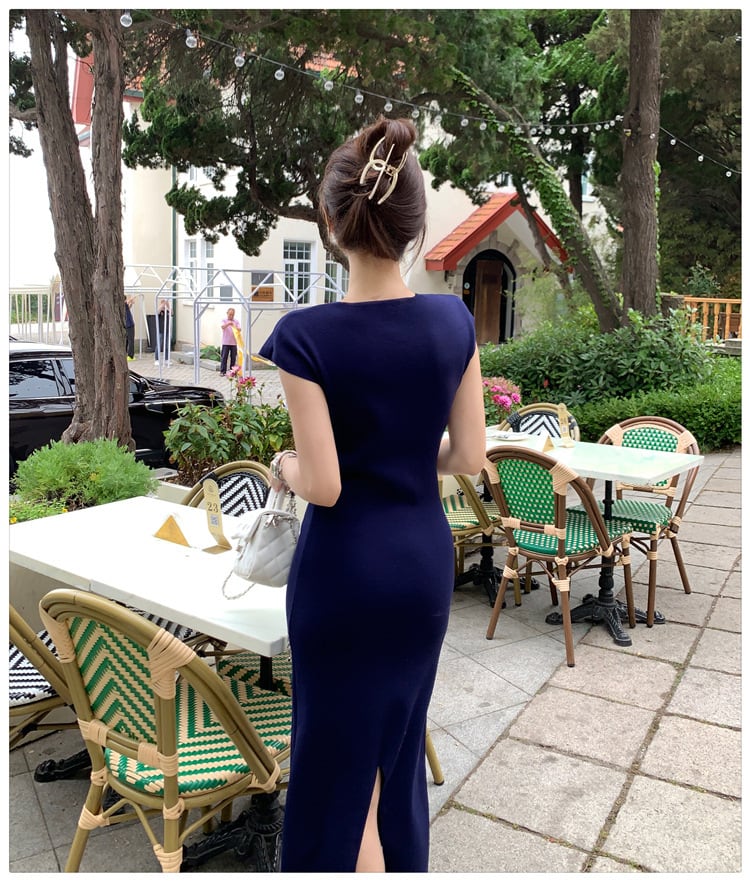 【dress】Vネックニットワンピース　M24482